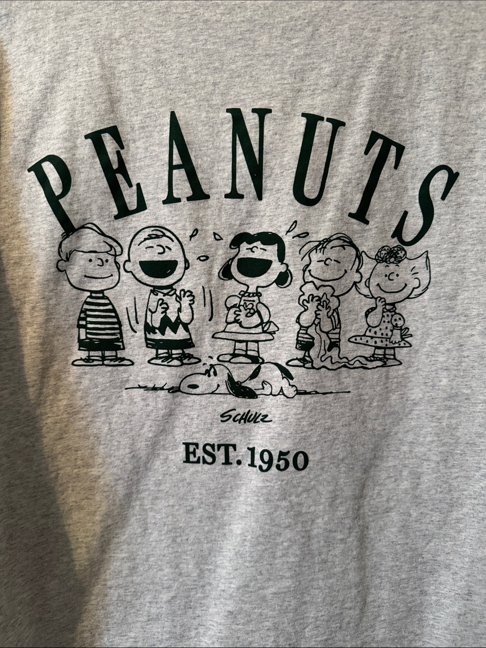 Uniqlo Japan Peanuts Light Gray Tee with Black Graphic